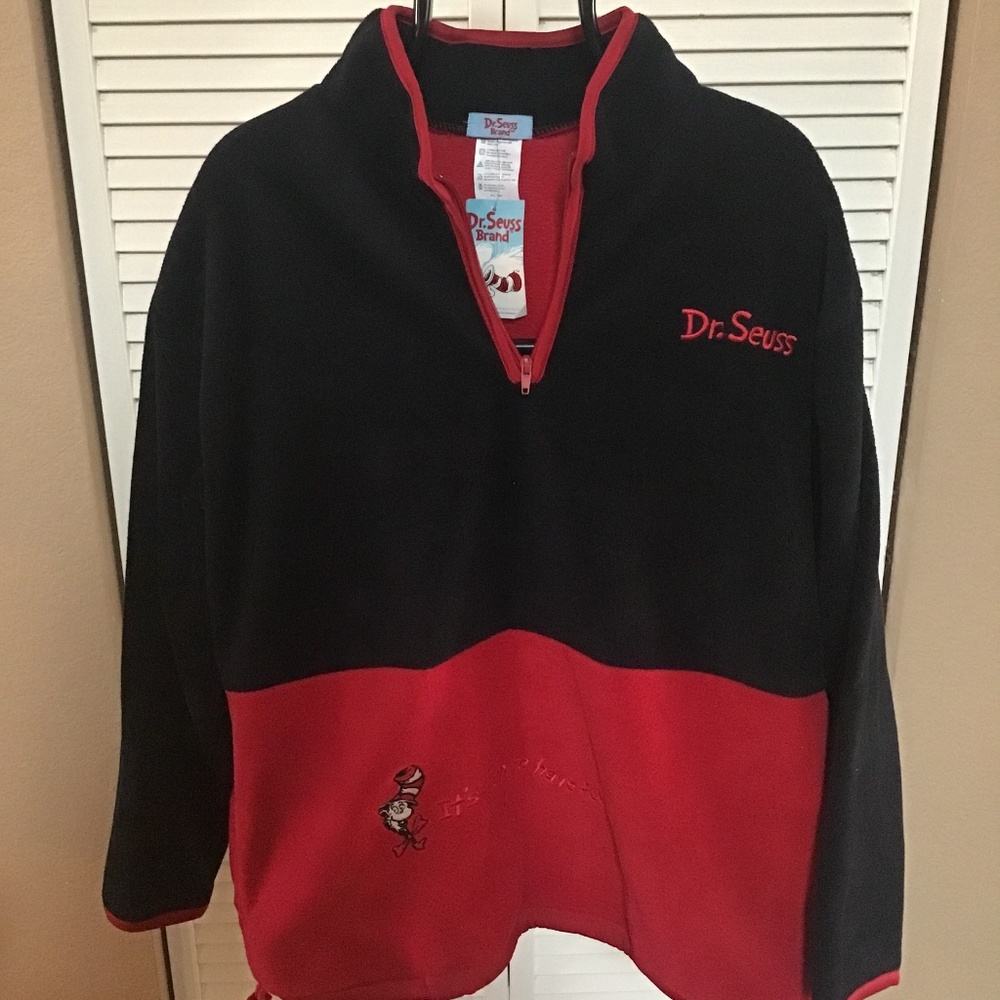 New! Dr. Seuss Brand Fleece Color Block 1/2 Zip  Women’s Size XL Vintage!